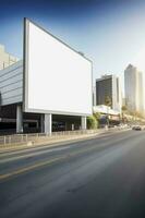 Futuristic City Billboard Create a Blank Canvas for Your Next Advertising Campaign photo