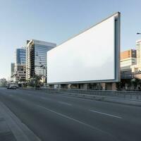 futurista ciudad cartelera crear un blanco lona para tu siguiente publicidad Campaña foto