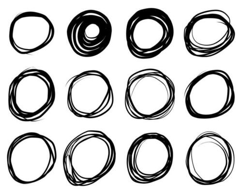 Hand drawn scribble line circles. Doodle circular for message note mark design element. vector illustration