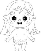 Cute  girl. Outline drawing coloring vector