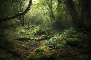 Morning light in the forest AI Generate photo