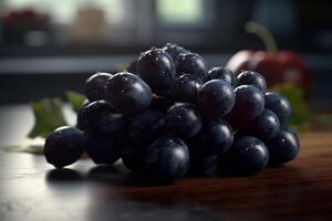 Fresh grape with leaf AI Generate photo