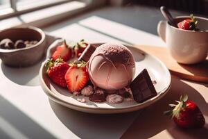 delicious ice cream on the table ai generate photo