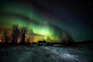 Beautiful aurora in the night sky ai generate photo