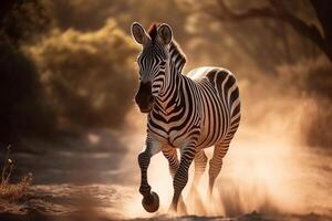 Portrait zebra on the forest AI Generate photo