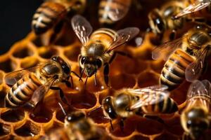 Portrait macro bee AI Generate photo