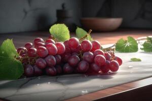Fresh grape with leaf AI Generate photo
