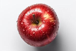 Apple with water drops isolated on white ai generate photo