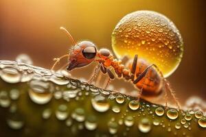 Portrait macro ant on forest AI Generate photo