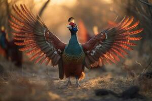 Pheasant on the forest AI Generate photo