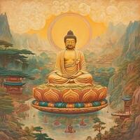 Buddha statue painting AI Generate photo