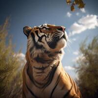Portrait tiger on the forest AI Generate photo
