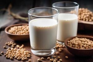 A glass of milk on the table AI Generate photo