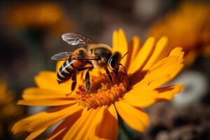 Portrait macro bee AI Generate photo