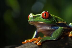 Red eye frog on the forest AI Generate photo