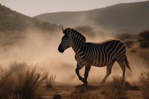 Portrait zebra on the forest AI Generate photo