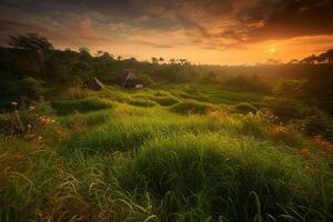 Meadow on the hill AI Generate photo
