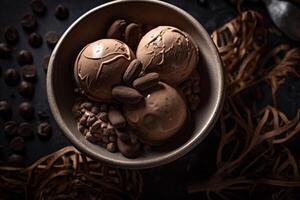 delicious ice cream on the table ai generate photo