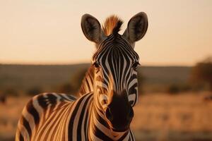 Portrait zebra on the forest AI Generate photo