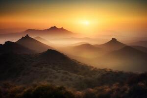 Sunrise over the mountain AI Generate photo