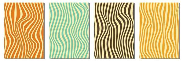 Groovy funny happy daisy, wave, chess, mesh, rainbow. Set of 70s vector backgrounds in trendy retro trippy y2k style. Colors. Fun hippie texture for surface design.