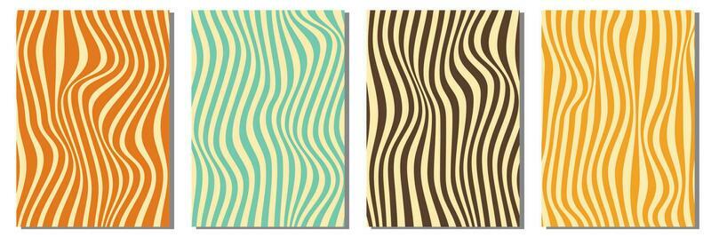Groovy funny happy daisy, wave, chess, mesh, rainbow. Set of 70s vector backgrounds in trendy retro trippy y2k style. Colors. Fun hippie texture for surface design.