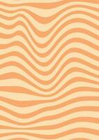 Abstract geometric vintage background. Modern ornament with groovy curved lines. 60s, 70s aesthetic, wavy colorful stripes. vector