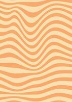 Abstract geometric vintage background. Modern ornament with groovy curved lines. 60s, 70s aesthetic, wavy colorful stripes. vector