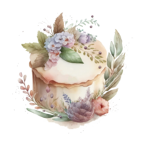 Watercolor cake isolated. Illustration png