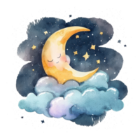 süß Aquarell Mond. Illustration ai generativ png