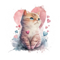 Cute watercolor cat. Illustration png