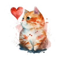 süß Aquarell Katze. Illustration ai generativ png