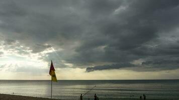 Storm on the ocean. Thunderous dark clouds over the ocean. Timelapse thunderstorm at sea video