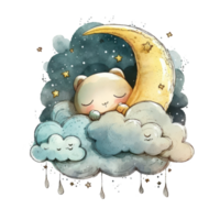 Cute watercolor moon. Illustration png