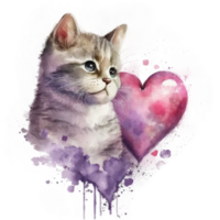 Cute watercolor cat. Illustration png