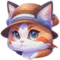magnifique chat portant chapeau mascotte logo concept ai génératif png