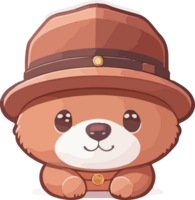 fofa Urso com chapéu logotipo mascote Projeto ai generativo png