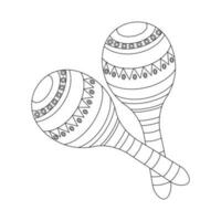 Mexican maracas with ornament. National symbol of Mexico. Illustration, sketch for coloring vector