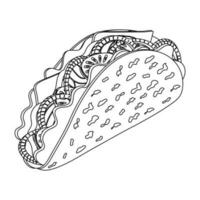 Mexican food, Taco, the national symbol of Mexico. Sketch, vector