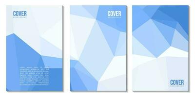 set of covers with abstract blue colorful geometric background with triangle shape vector