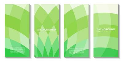 set of brochures with abstract green geometric background vector