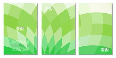 set of covers with abstract green geometric background vector