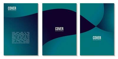 set of covers with abstract dark wave colorful background vector