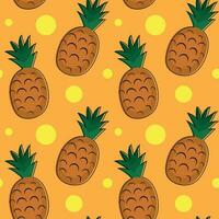 Seamless bright pattern with cartoon pineapples vector