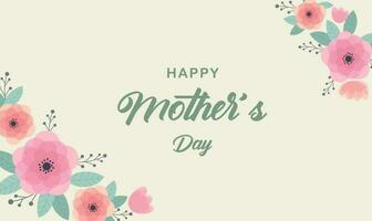 Mother's Day Background with colorful elements and flowers, lettering. Vector symbols of love in the shape of hearts for greeting card design, floral, pastel color.