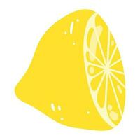 Hand drawn half a lemon. Vector illustration of cut tasty citrus, healthy food, summer fresh fruit