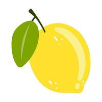 Hand drawn lemon icon. Vector flat illustration of whole tasty citrus, healthy food, summer fresh fruit