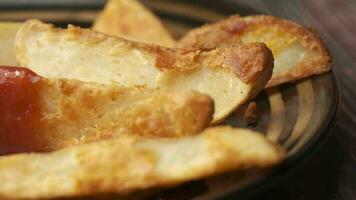 close up of potato wedges video