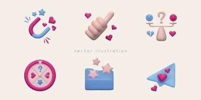 Set of vector 3D illustrations. Feedback 3D render icons