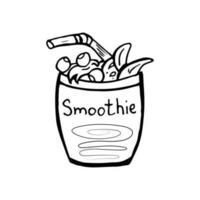 Line style Smoothie. Healthy drink vector illustration. Fruit drink, jelly. Doodle simple outline.